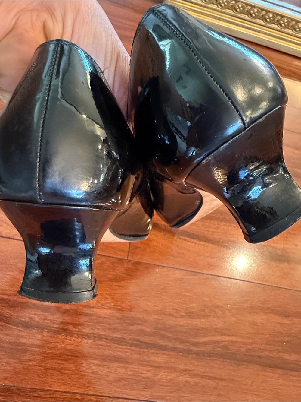 Salvatore Ferragamo Black Patent Leather Mary Jane Kitten Heels - Picture 3 of 6